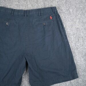 Polo Ralph Lauren Tyler Shorts Mens 34 Navy Blue Pleated Cotton Chino 9 Inseam